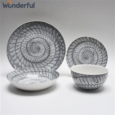 24 পিসিএস সর্পিল ডিজাইন প্যাড প্রিন্টিং টেবিলওয়্যার সেট