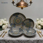 মন্ডালা-অনুপ্রাণিত সিরামিক ডিনারওয়্যার সেট