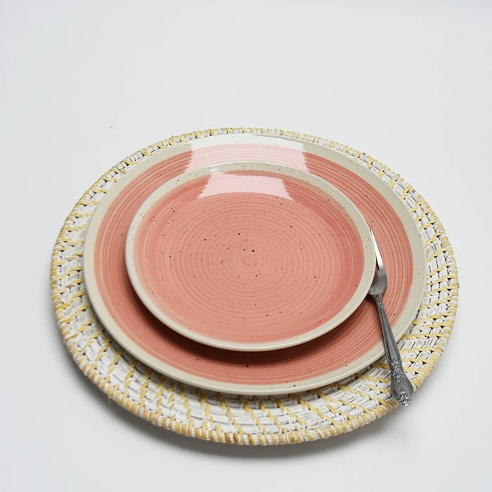 pink hand painted stoneware with speckles pink hand painted stoneware with speckles