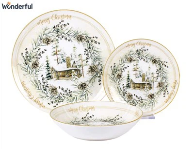 3 ডি ডিজিটাল প্রিন্টিং আধুনিক ক্রিসমাস ডিনারওয়্যার