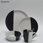 কালো এবং সাদা ডিনারওয়্যার সেট