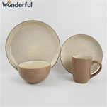 ক্রিম ডিনারওয়্যার সেট ওভেন নিরাপদ ডিনারওয়্যার