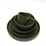 স্টোন প্লেট সেট সবুজ রঙের গ্লাসযুক্ত ডিনার সেট