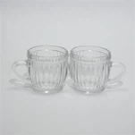 হ্যান্ডেল ডিজাইনের সাথে পাঁজরযুক্ত কাচের পাত্র