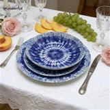 বিস্ময়কর 3D-প্রিন্টেড ইন্ডিগো টাই-ডাই মান্ডালা সিরামিক ডিনারওয়্যার